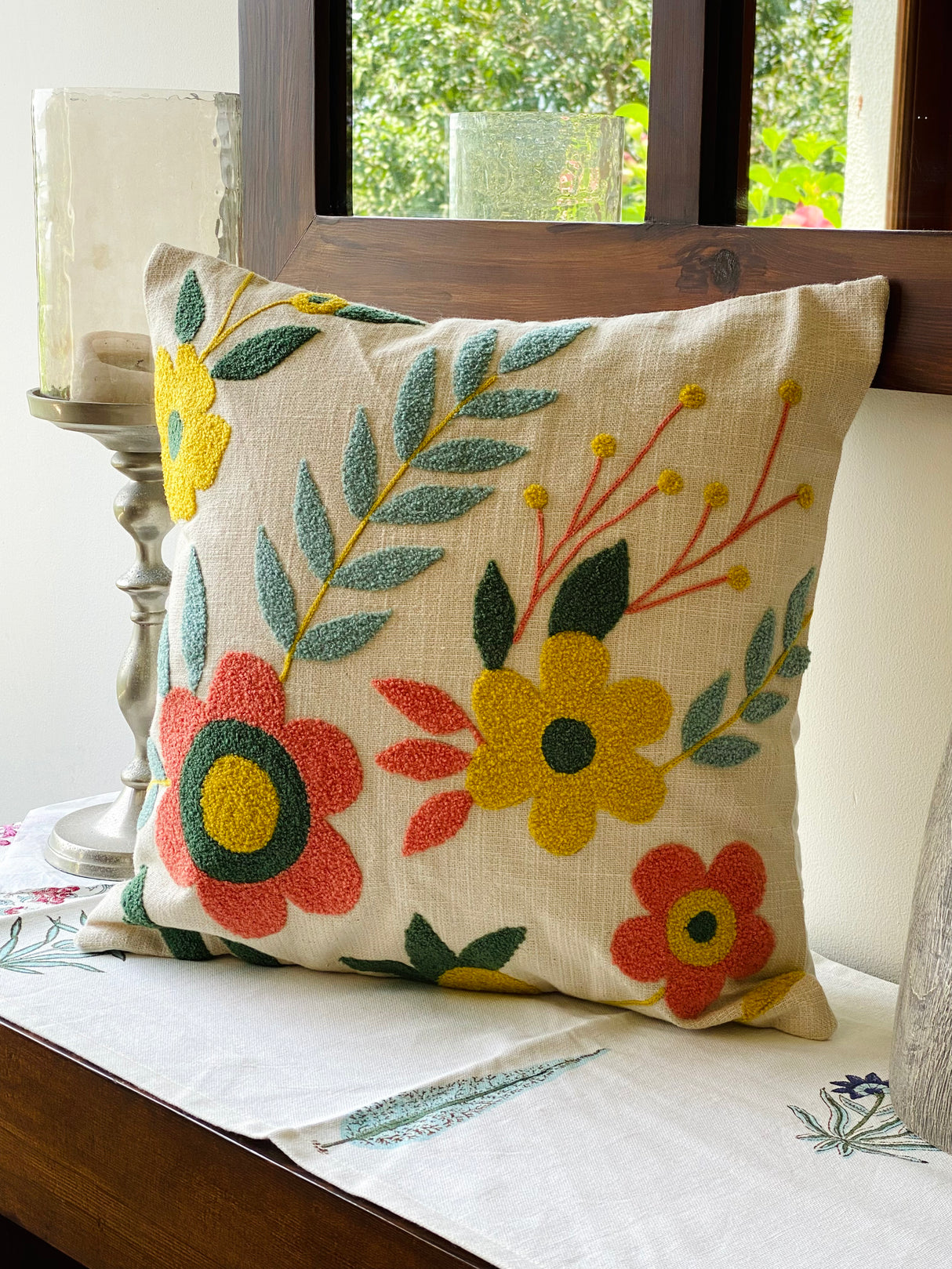 Embroidered Cushion Cover- 16*16 inches