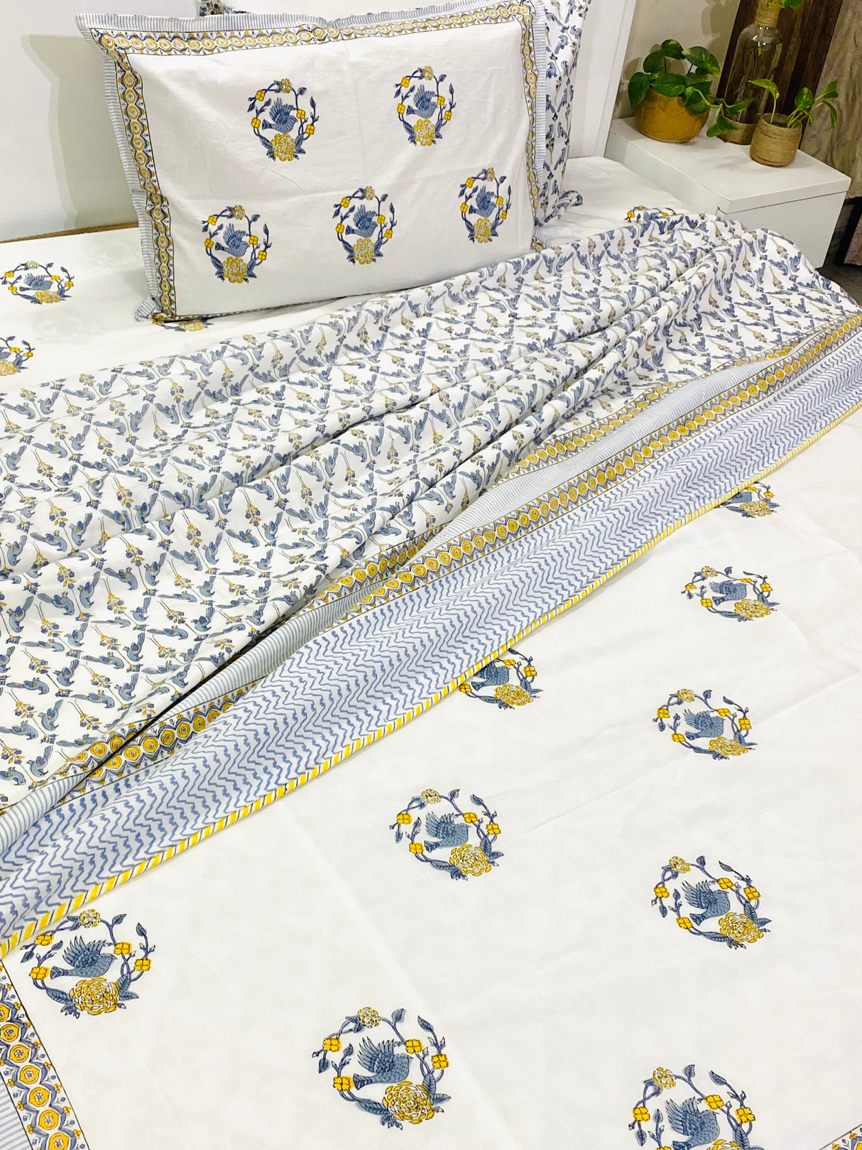Premium Floral Cotton Set – Bedsheet & Dohar