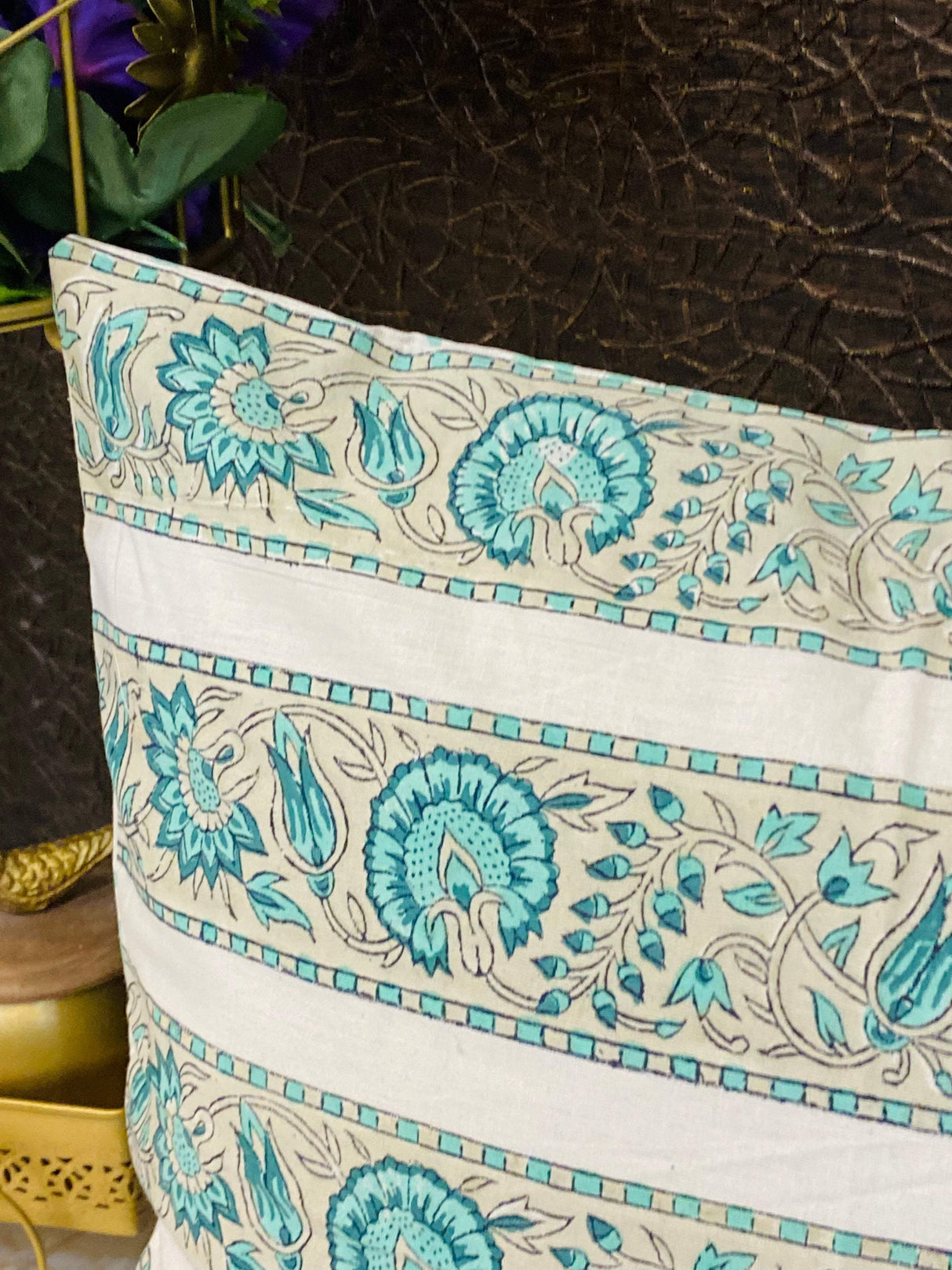 Pair of Handblock Printed Cushion Covers- 16*16 inches