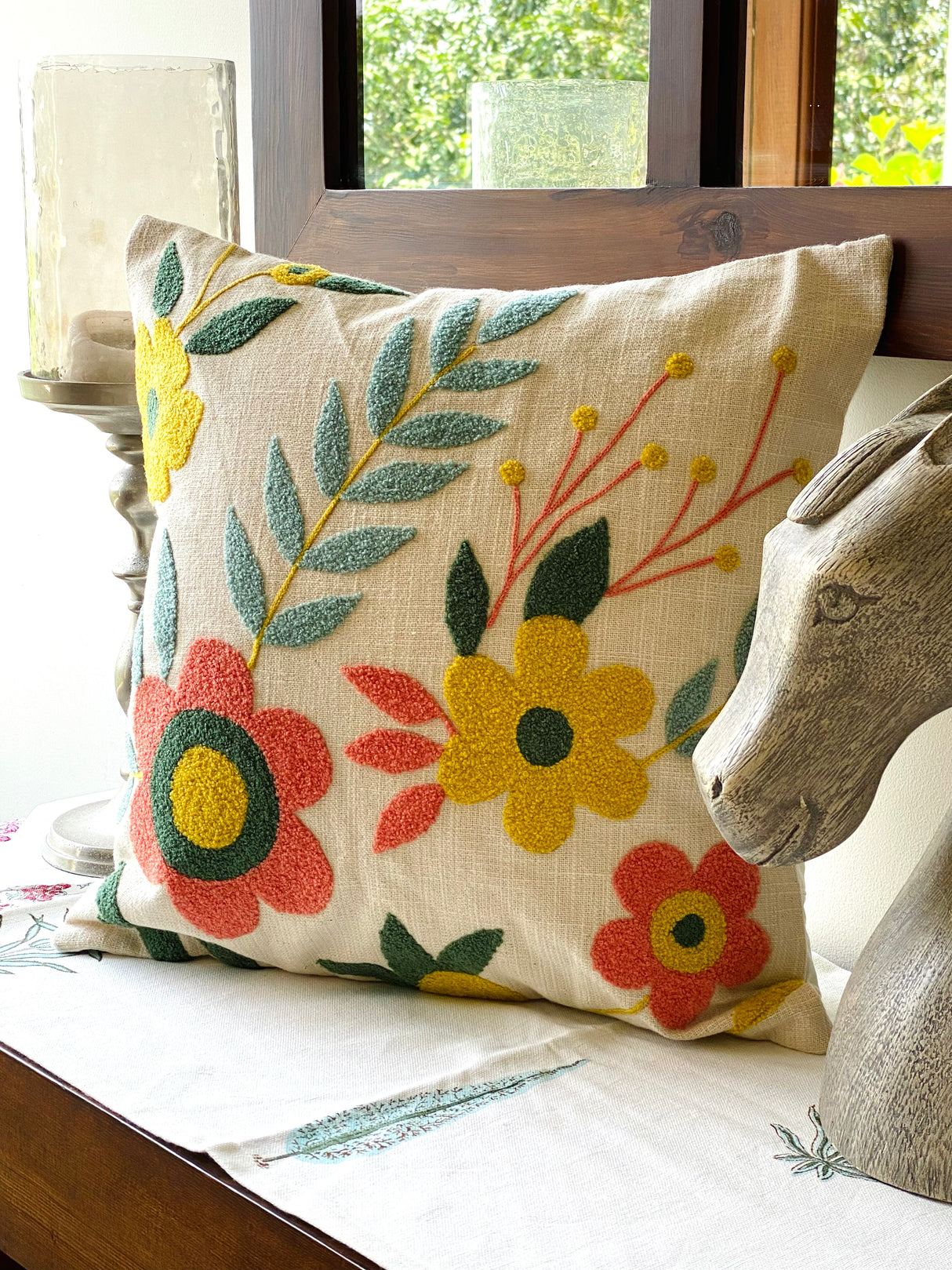 Embroidered Cushion Cover- 16*16 inches