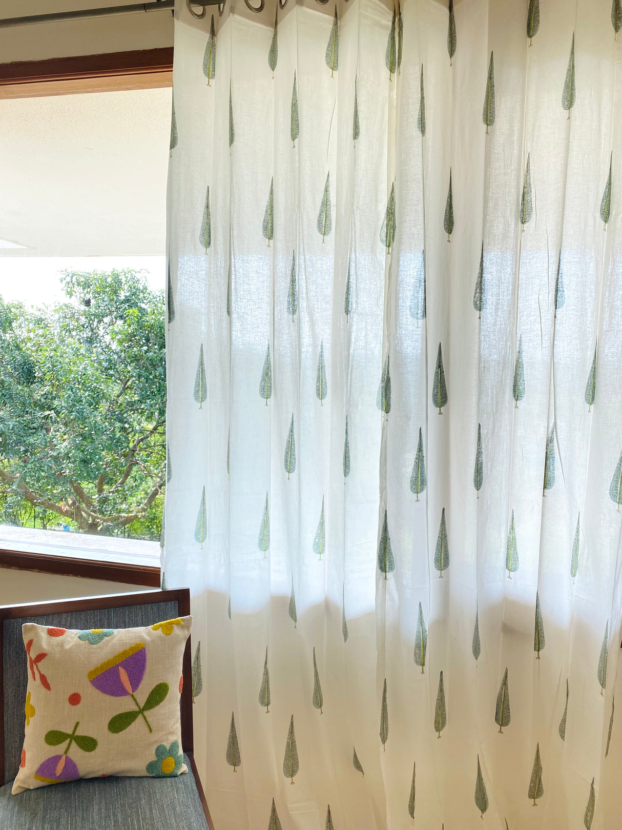 Blockprint Sheer Cotton Curtains