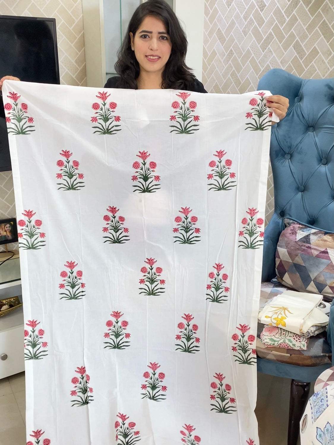 Blockprint Sheer Cotton Curtain