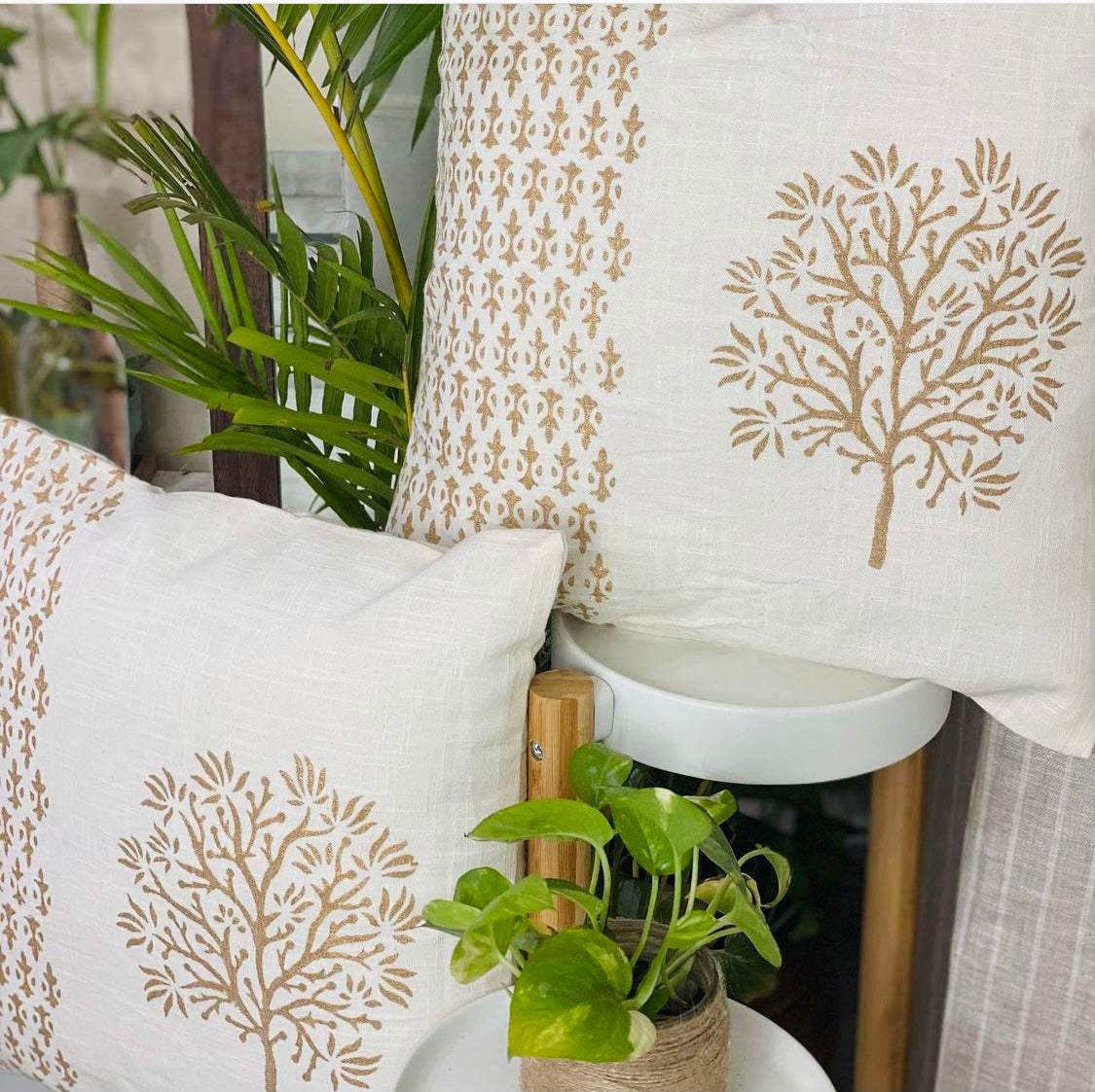 Pair of Handblock Printed Cushion Covers- 16*16 inches