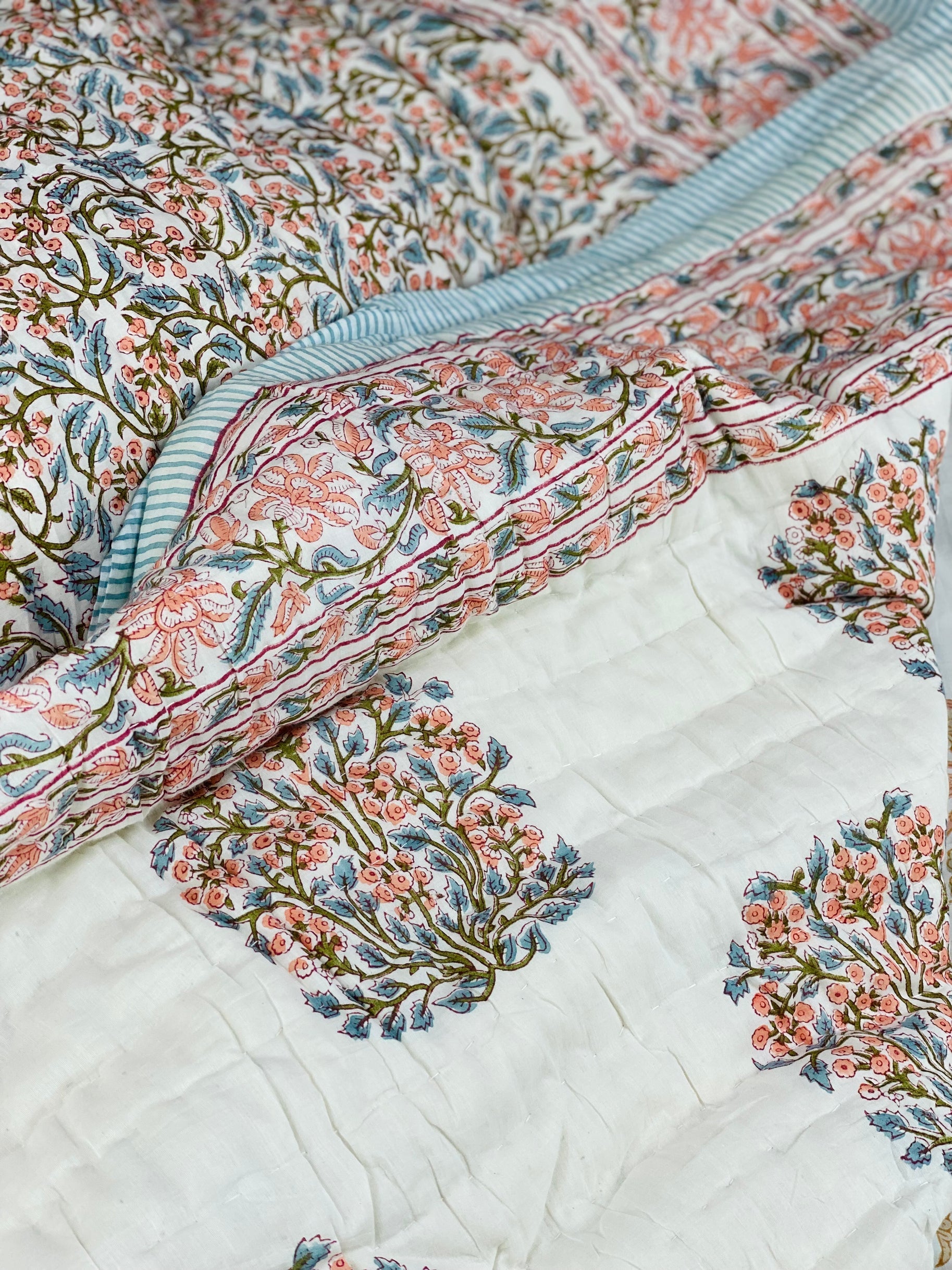 HandBlock Printed Mulmul Reversible Quilt