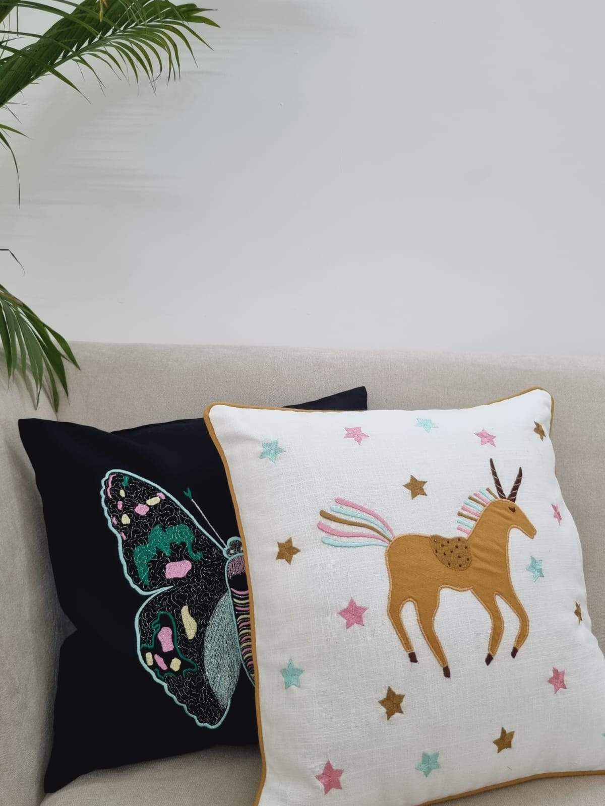 Unicorn Cotton Slub Cotton Cushion Cover- 16*16 inches