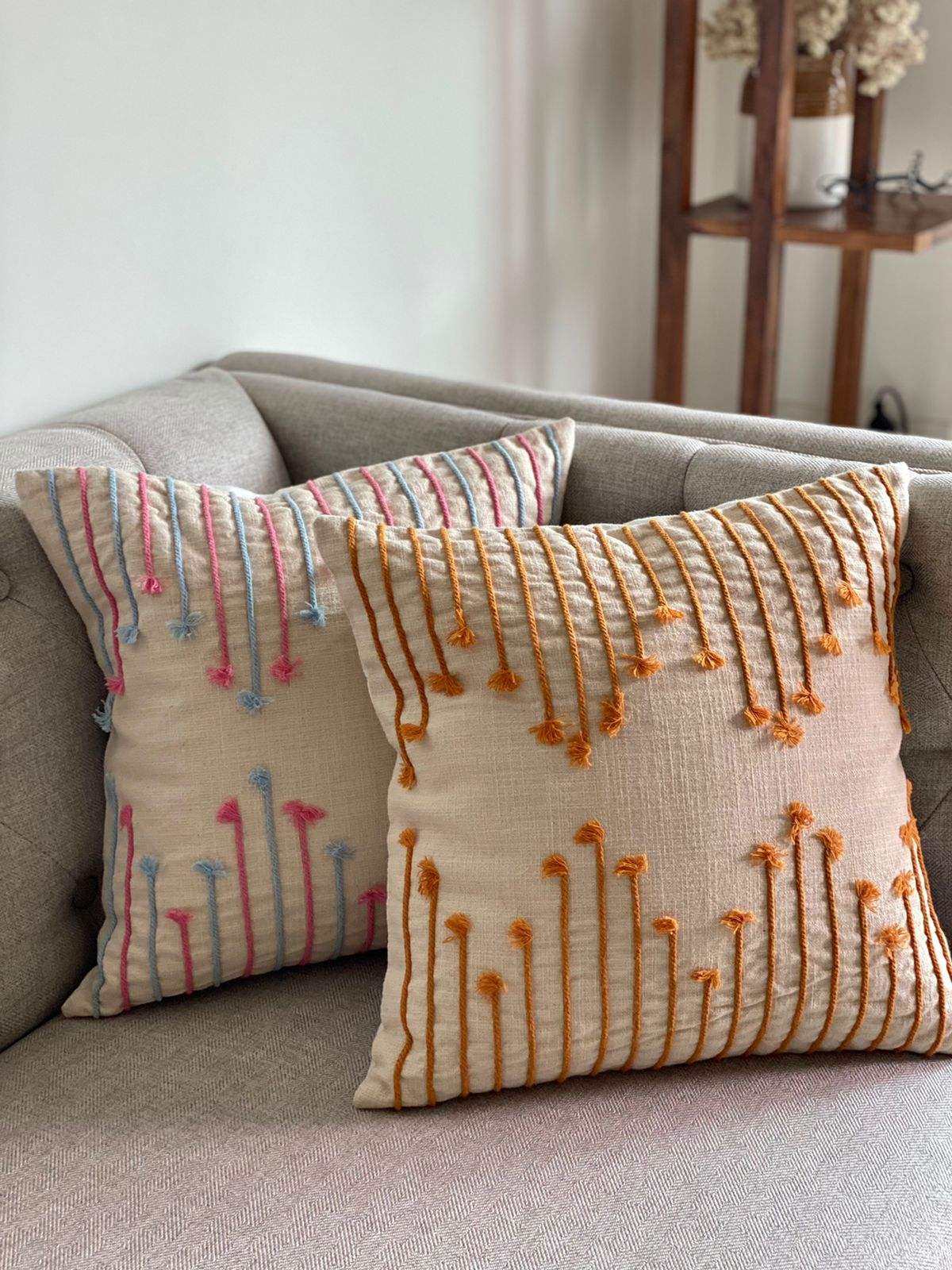 Pair of Cotton Slub Cushion Covers- 16*16 inches