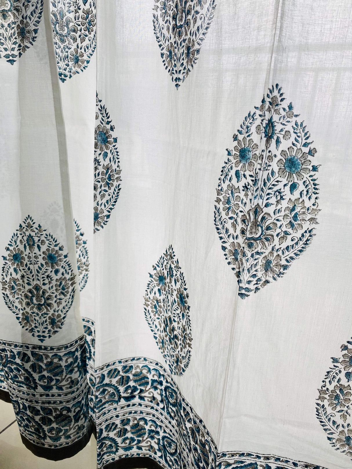 Blockprint Sheer Cotton Curtain