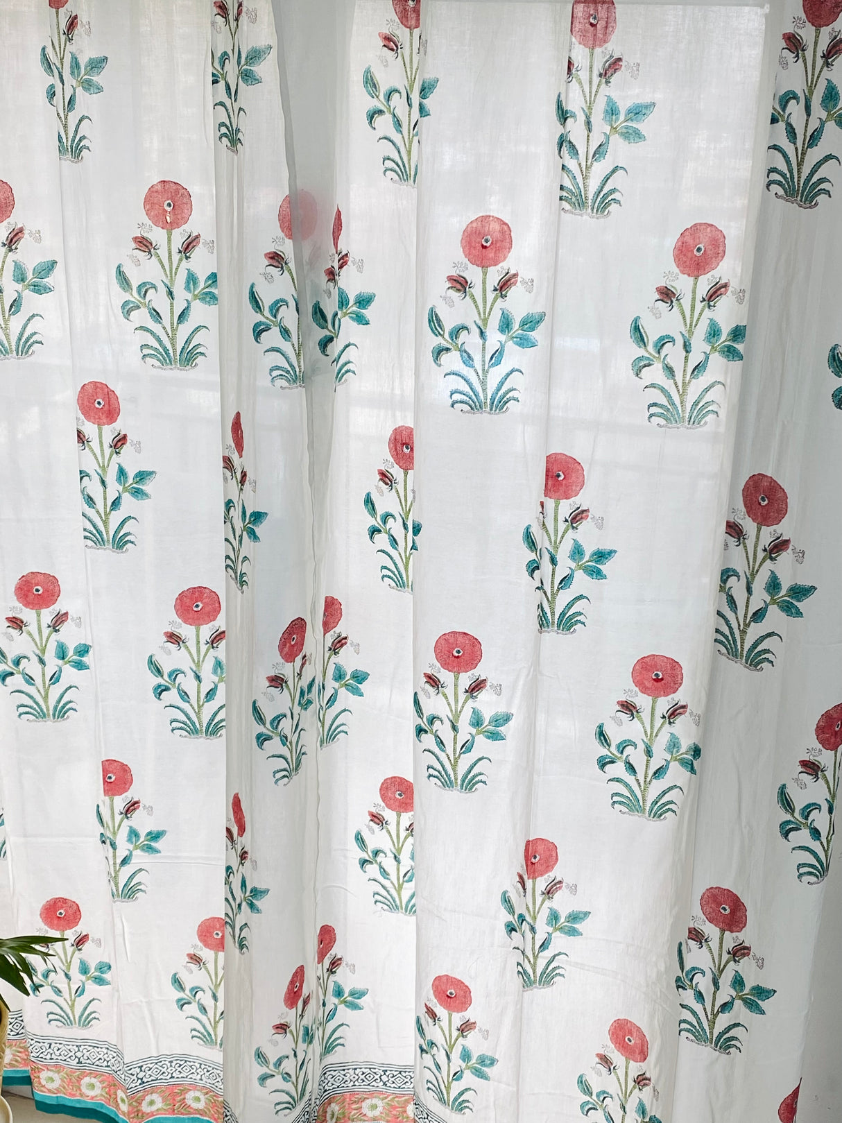 Blockprint Sheer Cotton Curtains