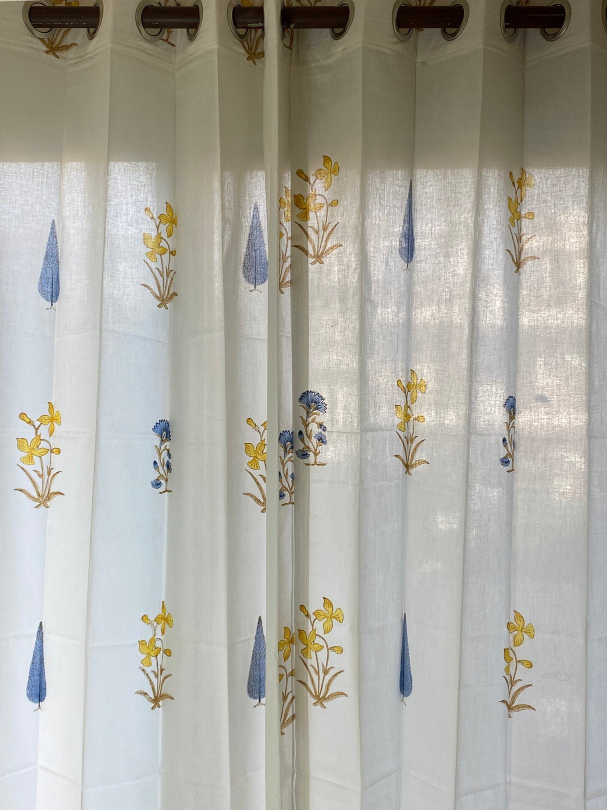 Blockprint Sheer Cotton Curtain