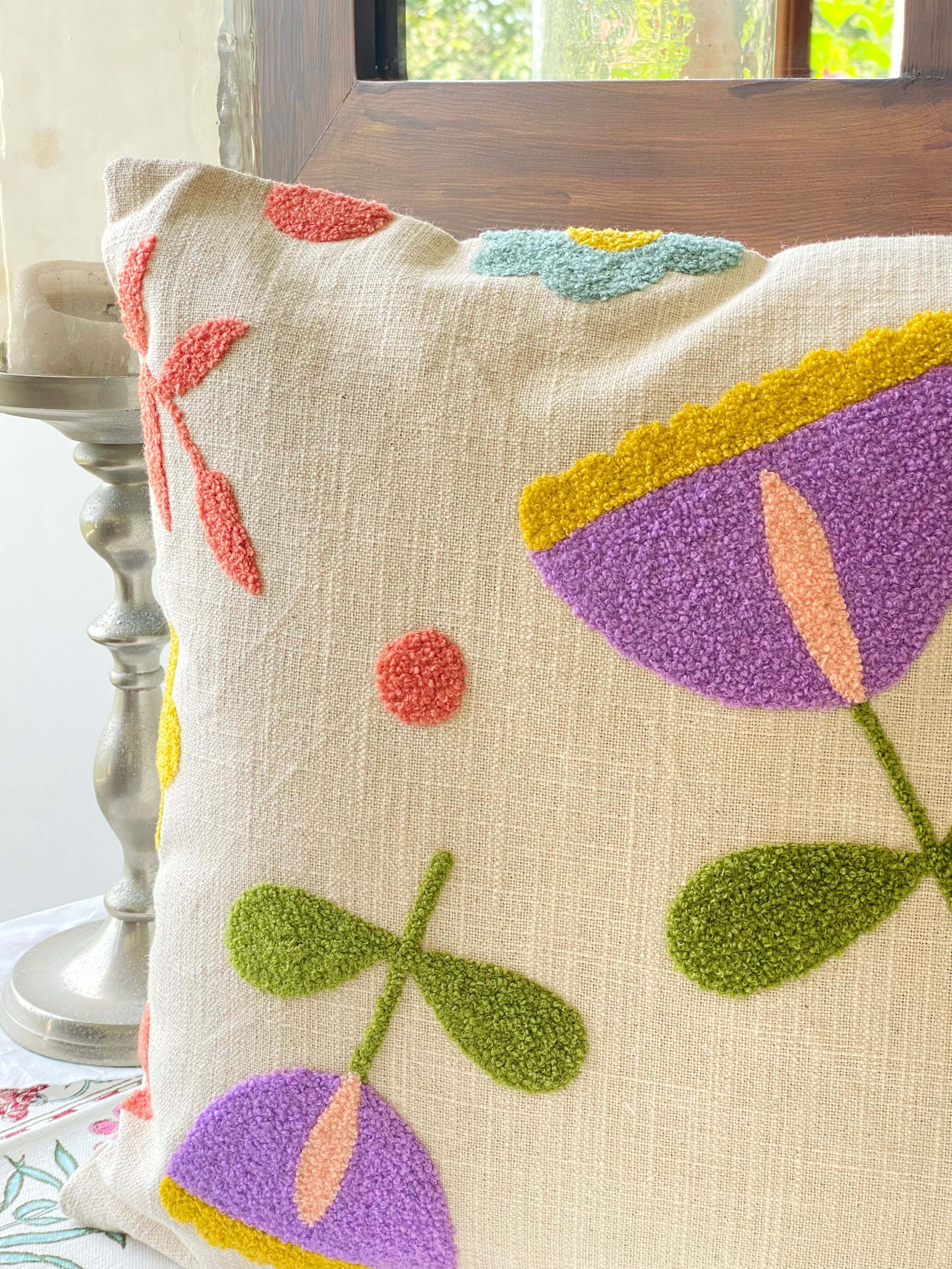 Embroidered Cushion Cover- 16*16 inches