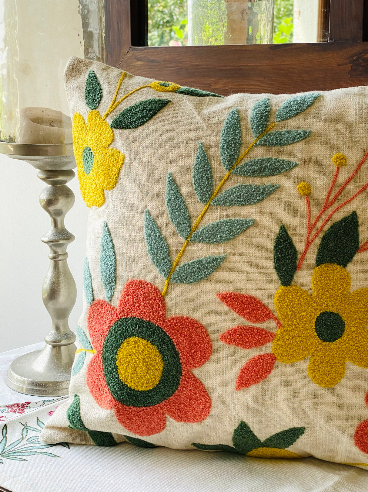 Embroidered Cushion Cover- 16*16 inches