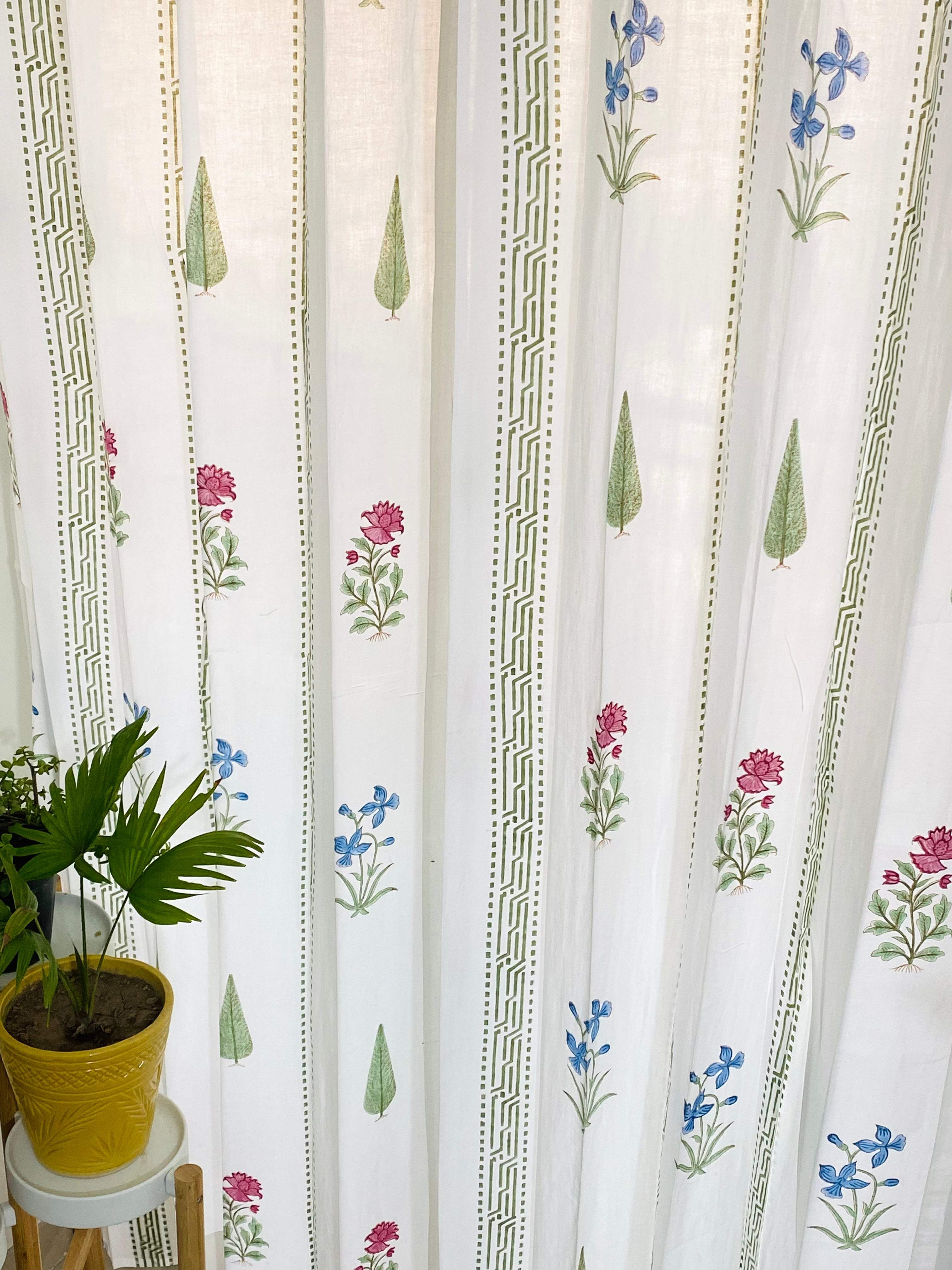 Blockprint Sheer Cotton Curtain