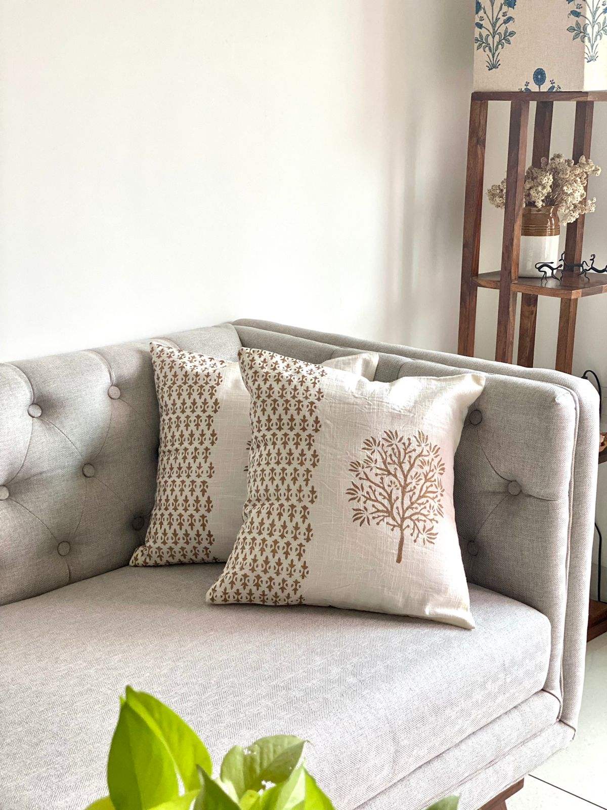 Pair of Handblock Printed Cushion Covers- 16*16 inches