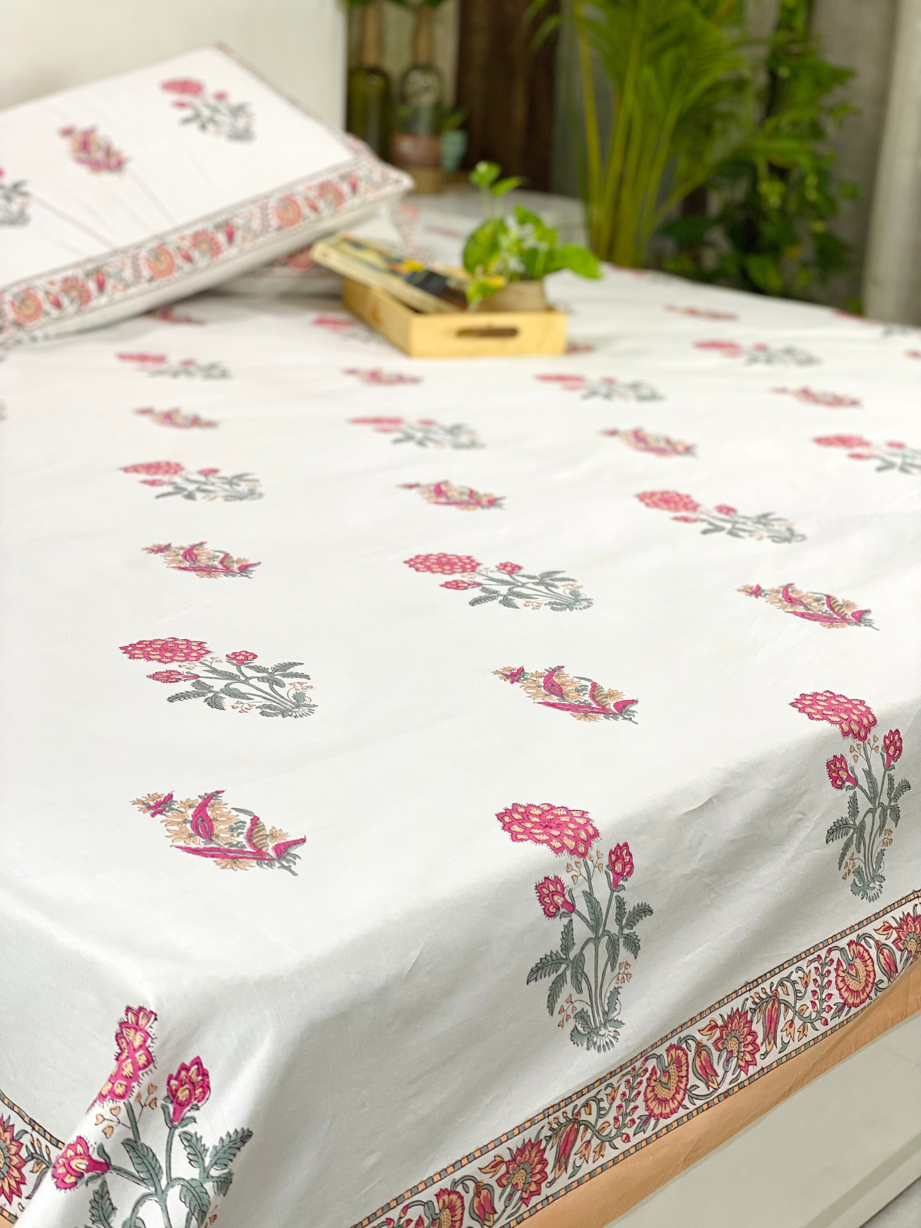 Hand Blockprinted Cotton Bedsheet -King Size (108*108 inches)