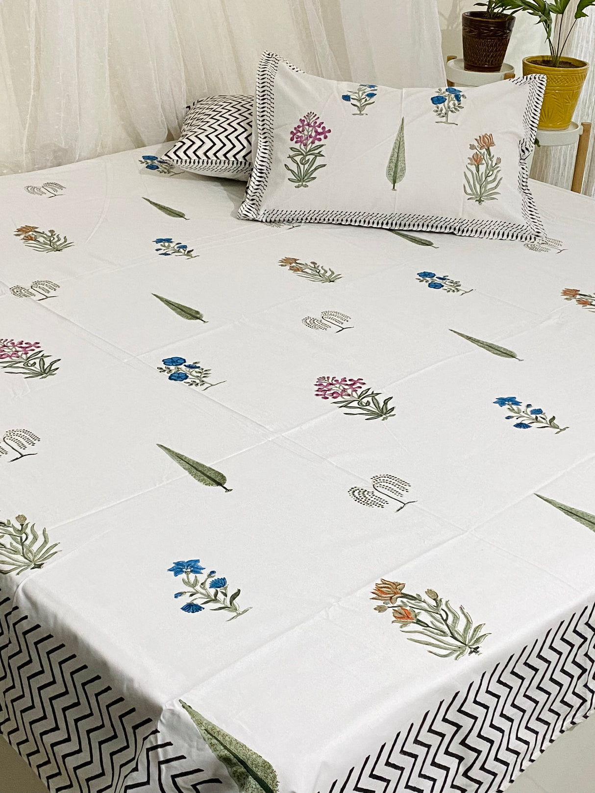 Hand Blockprinted Cotton Bedsheet -King Size (108*108 inches)