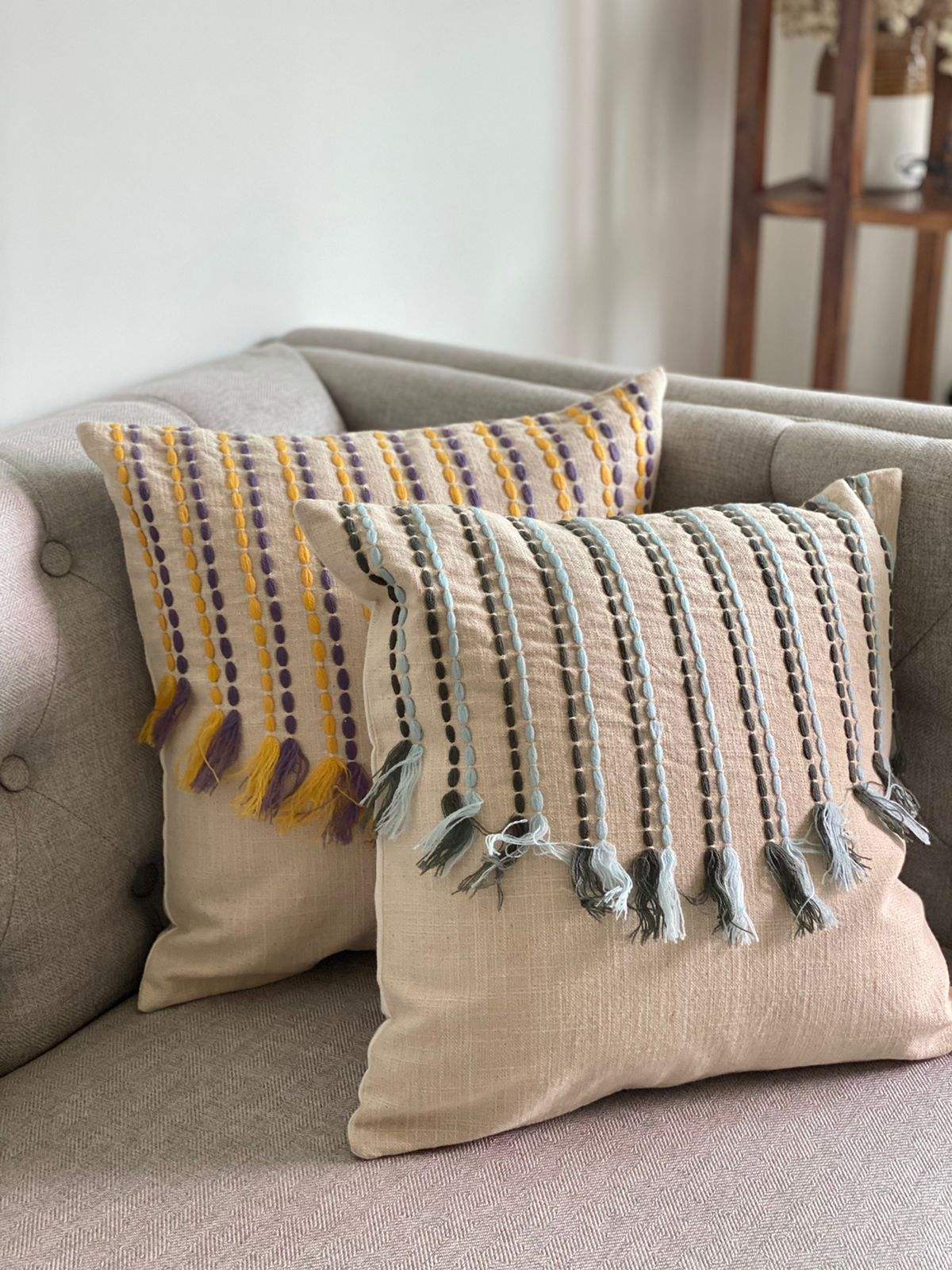 Pair of Cotton Slub Cushion Covers- 16*16 inches