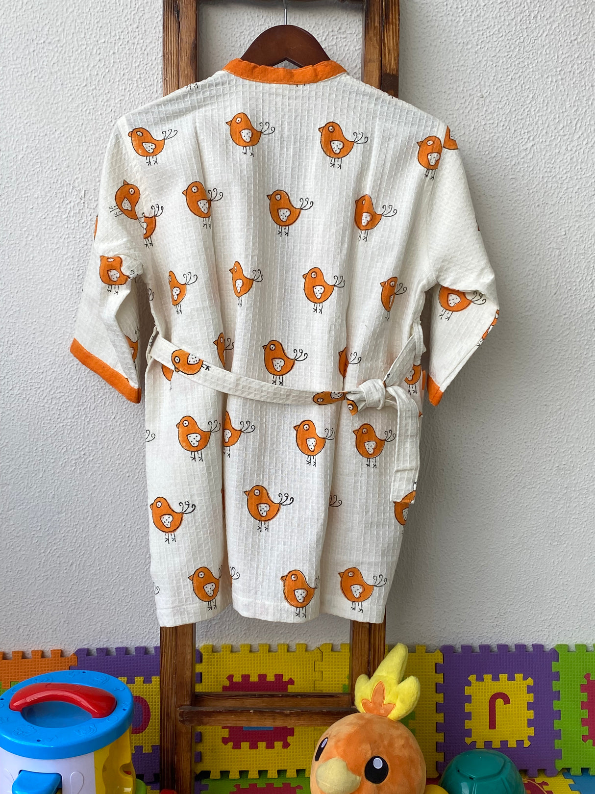 highly demanded kids bathrobe in India made from soft waffle cotton perfect for playdate giveaways and boutique gifting in bulk