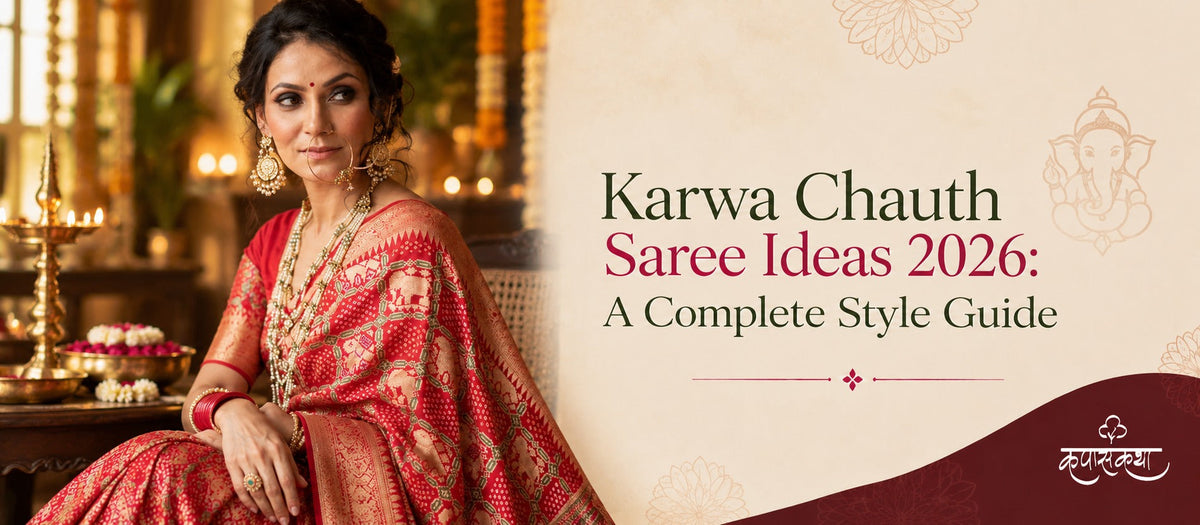 Woman wearing a red saree for Karwa Chauth 2026 style guide
