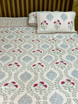 KING Size Quilted Blockprint REVERSIBLE Mulmul Bedcover (108*108 inches)