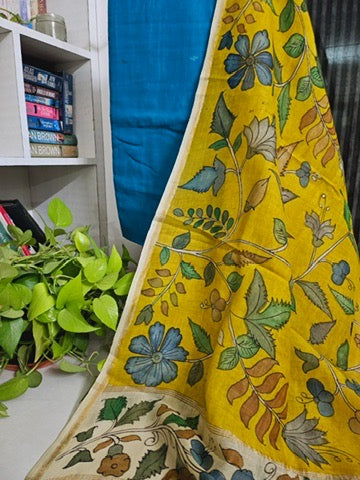 Handloom Mulmul Jamdani Fabric With Handloom Chanderi Cotton Silk Dupatta.
