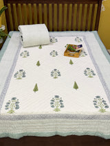 Blockprint Mulmul Reversible Quilt