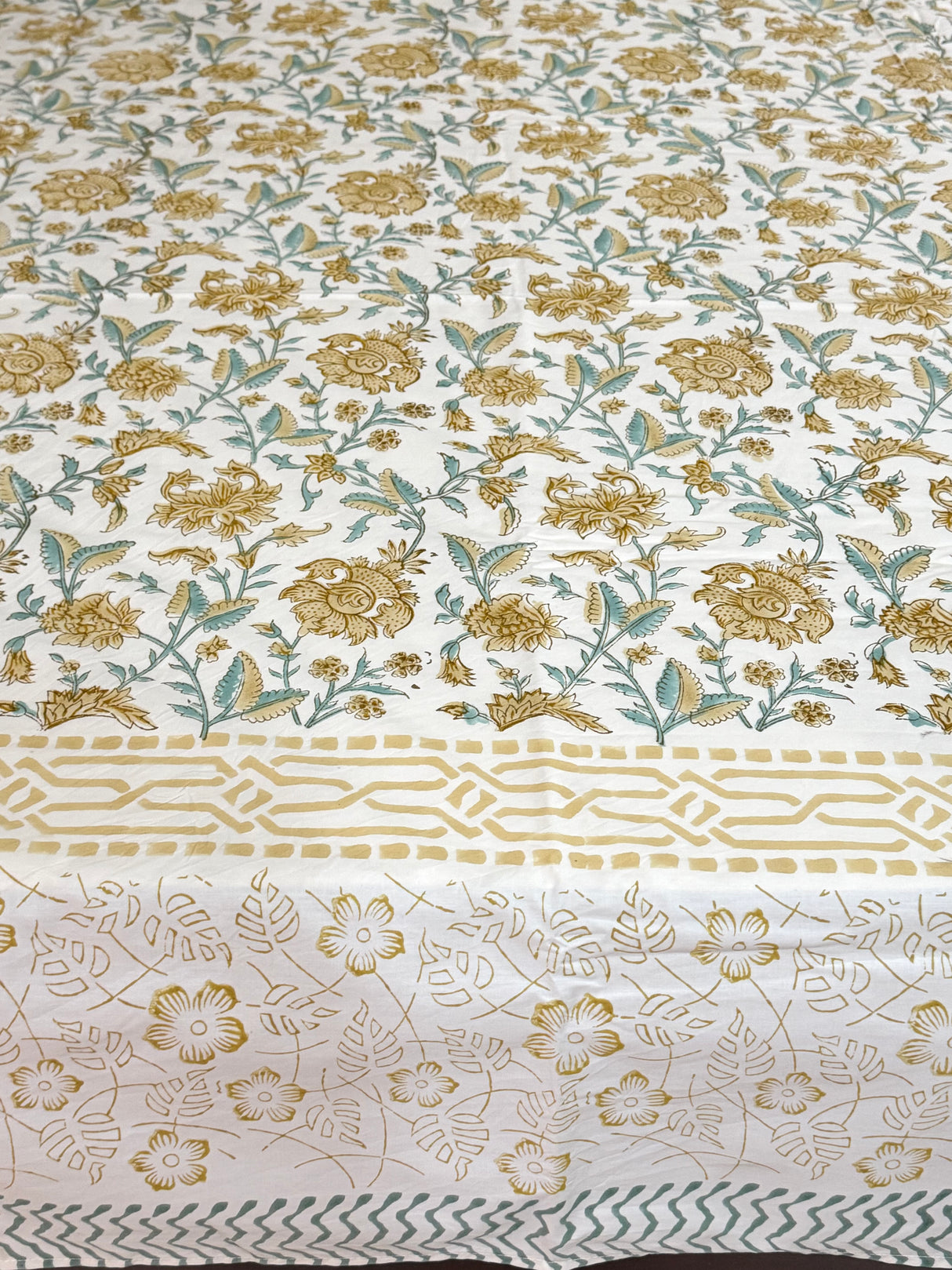 Blockprint Cotton Bedsheet- Light Brown Base Color