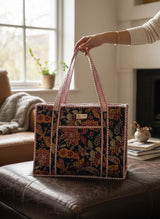 Black Floral Pattern Lightweight Tote Bag
