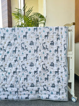 Rabbit Giraffe Blockprint Kids Quilt