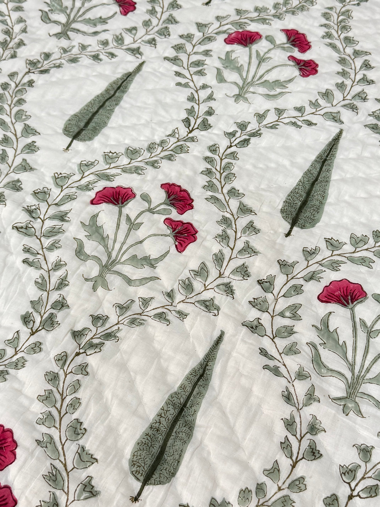 Blockprint Mulmul Reversible Quilt