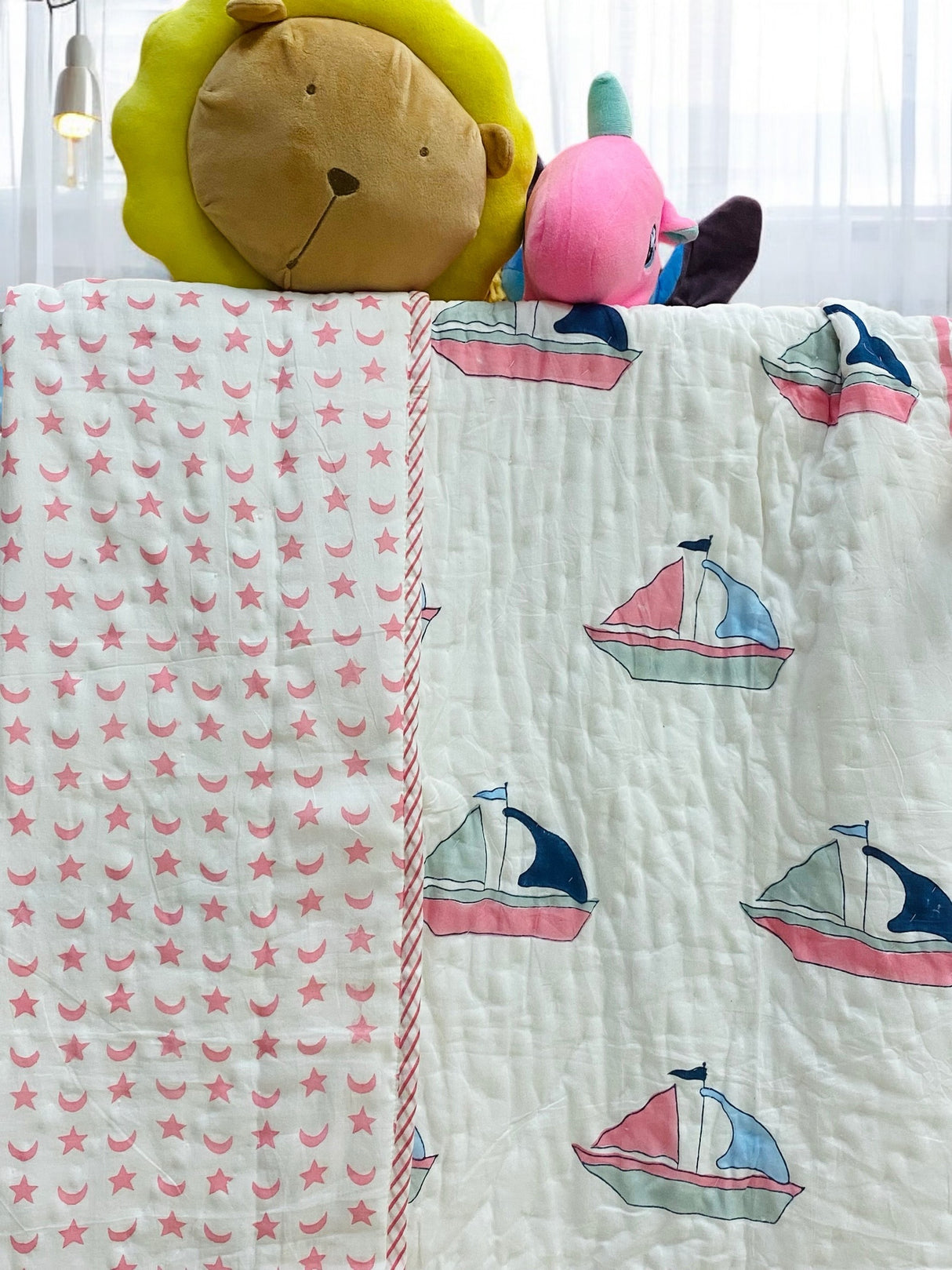 Boat Kids Quilt Handblock Printed