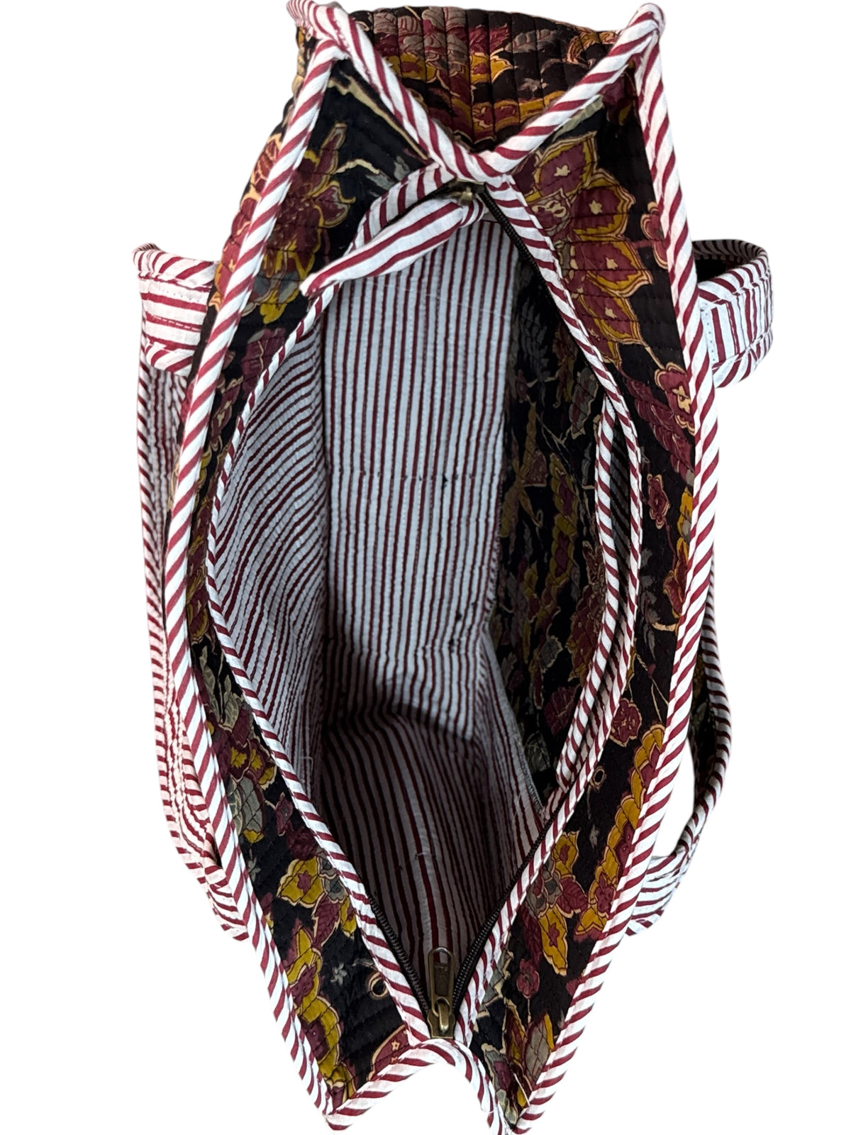 Black Floral Pattern Lightweight Tote Bag