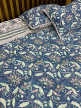 KING Size Quilted Blockprint REVERSIBLE Mulmul Bedcover (108*108 inches)