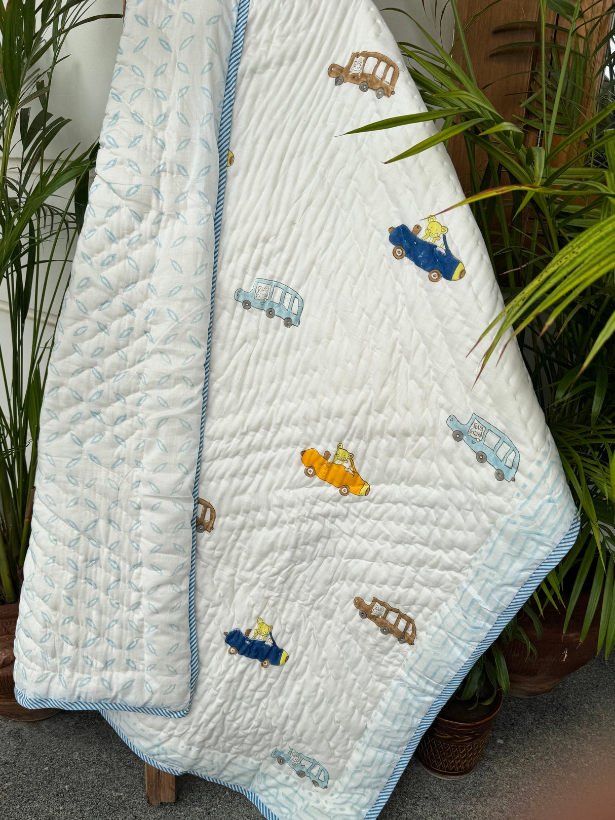 Transport Blockprint Kids Quilt