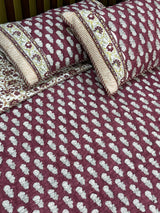 KING Size Quilted Blockprint REVERSIBLE Mulmul Bedcover (108*108 inches)