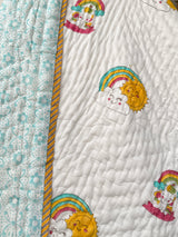 Unicorn Hand Block Printed Cotton Reversible Kids Quilt