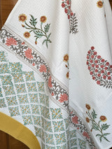 Elegant Motifs Blockprint Cotton Towel- Waffle Weave