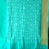 Sea Green Pure Banarsi Silk Bandhani Saree