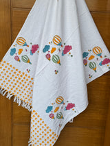 Hot Air Balloon Blockprint Kids Towel – Cotton Jacquard Weave