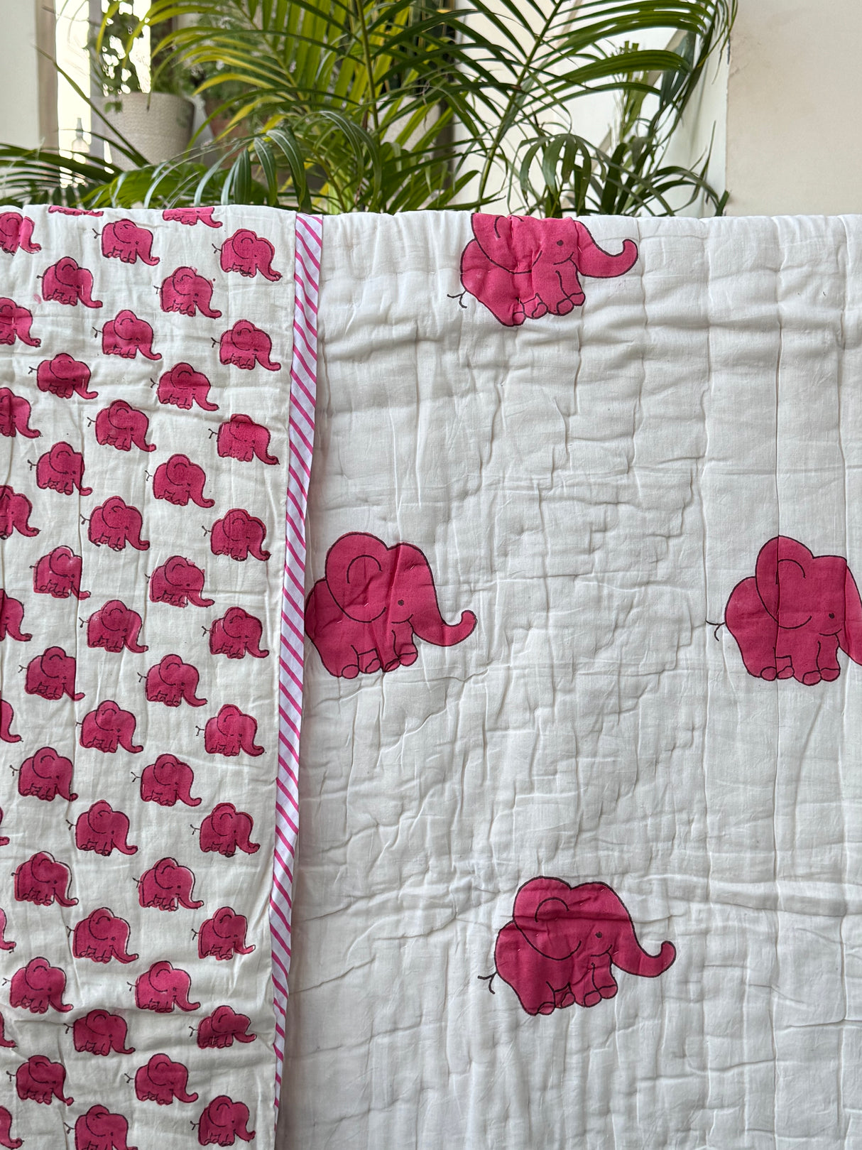 Elephant Blockprint Kids Quilt