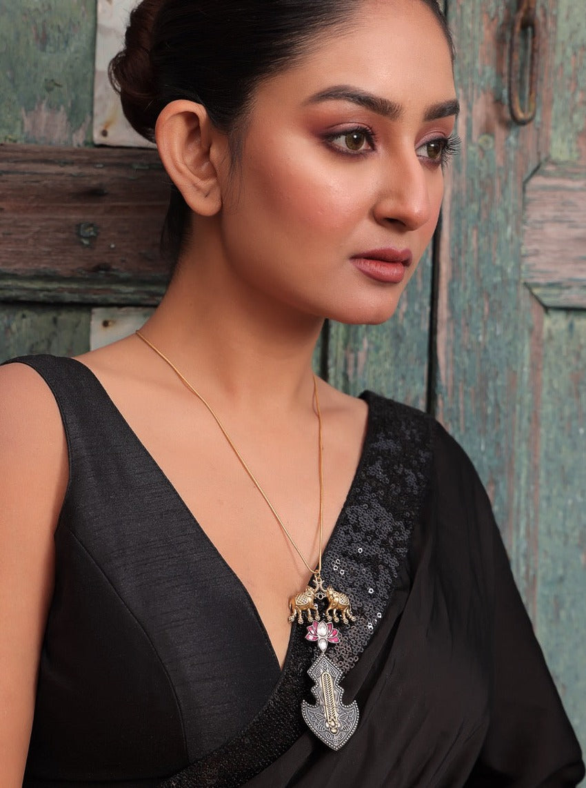 Cute and Dainty Handcrafted using 92.5 Silver Two-Tone Neckpiece
