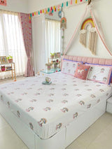 Unicorn Blockprint Cotton Bedsheet