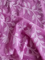 Pink Floral Cotton Saree made on Jacquard Loom