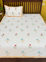 Cute Elephant Handblock Printed Kids Cotton Bedsheet