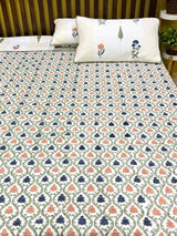Double Size Quilted Blockprint REVERSIBLE Mulmul Bedcover (90*108 inches)
