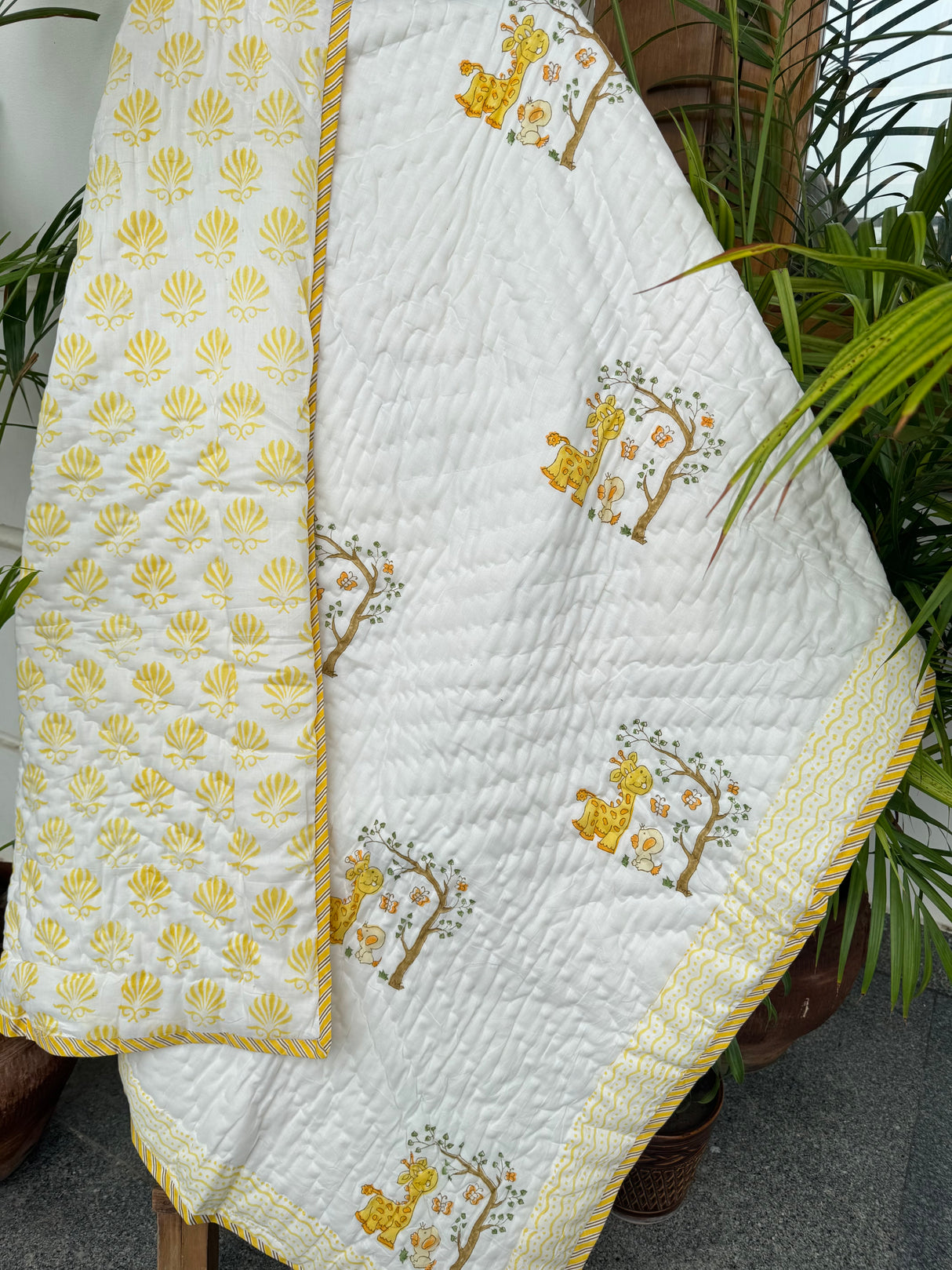 Giraffe Blockprint Kids Quilt