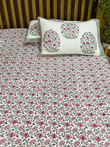 KING Size Quilted Blockprint REVERSIBLE Mulmul Bedcover (108*108 inches)