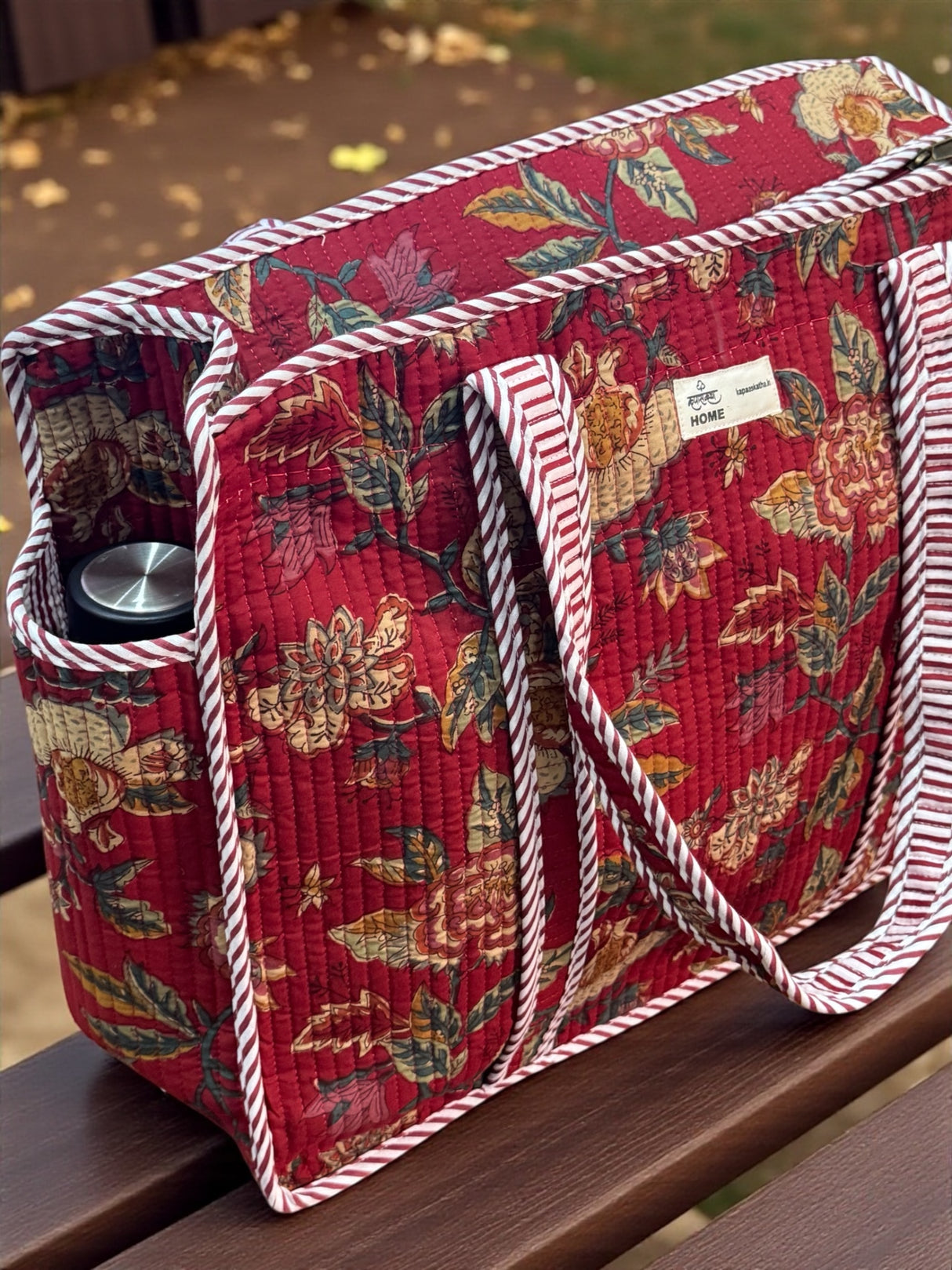 Beautiful Floral Cotton Carryall Handcrafted Tote Bag