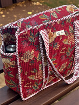 Beautiful Floral Cotton Carryall Handcrafted Tote Bag