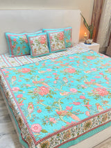 5pcs Set- Double Size Quilted REVERSIBLE Mulmul Bedcover (90*108 inches)