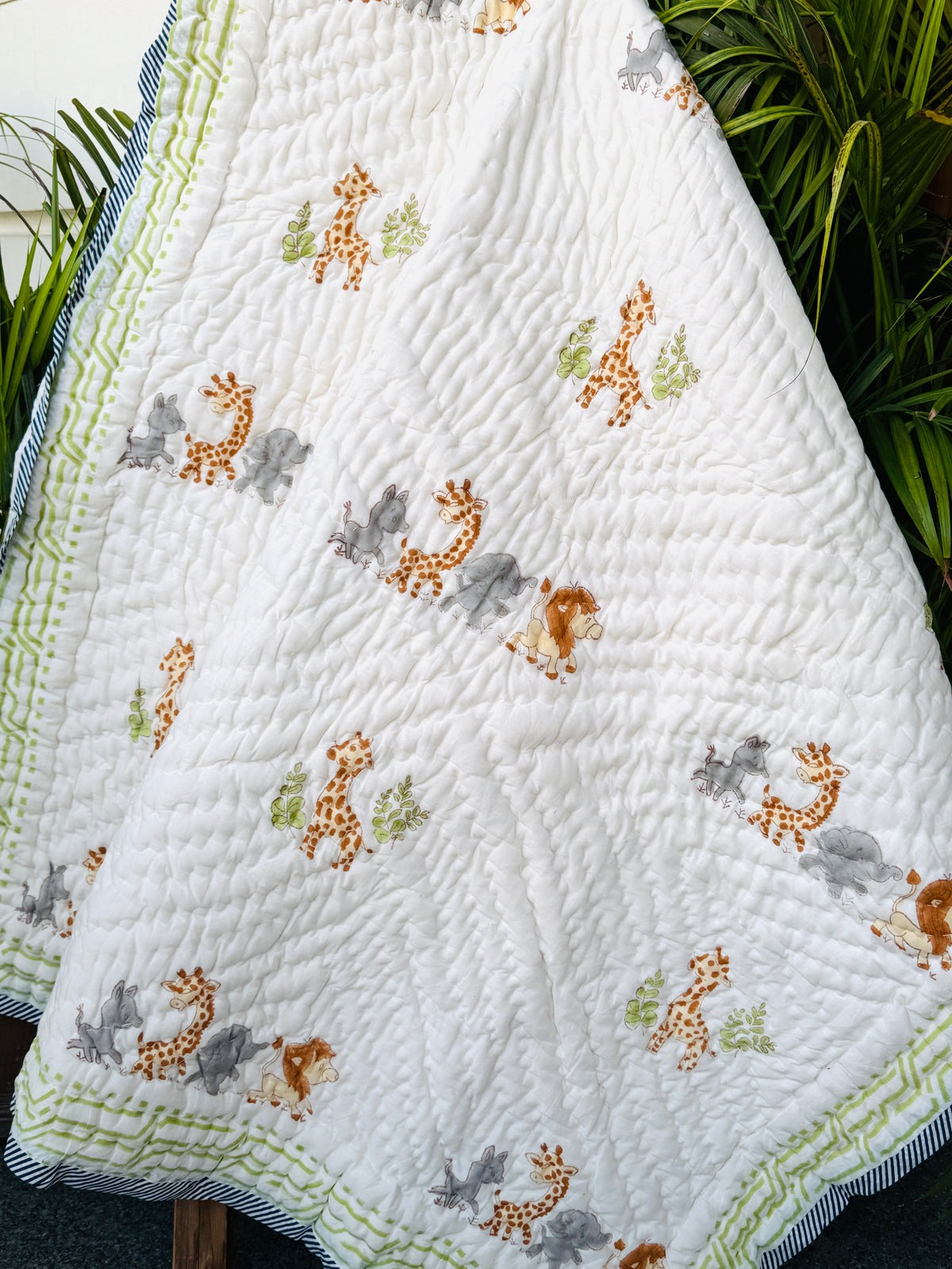 Giraffe and Gang Blockprint Kids Quilt